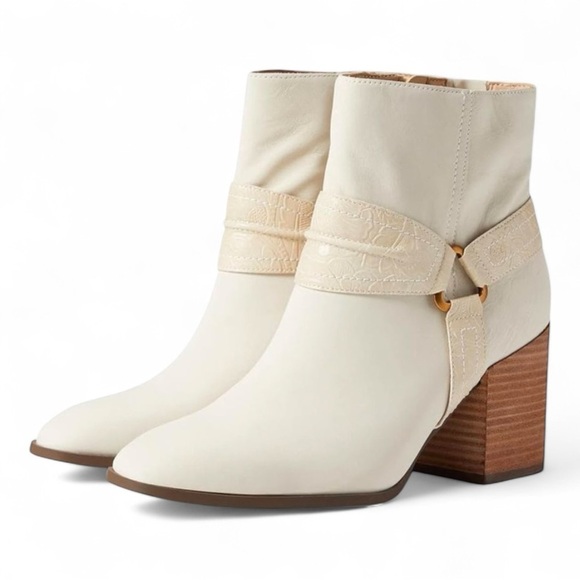 Vionic Carnelia Leather Ankle Boots in Cream NWOB - Picture 1 of 10